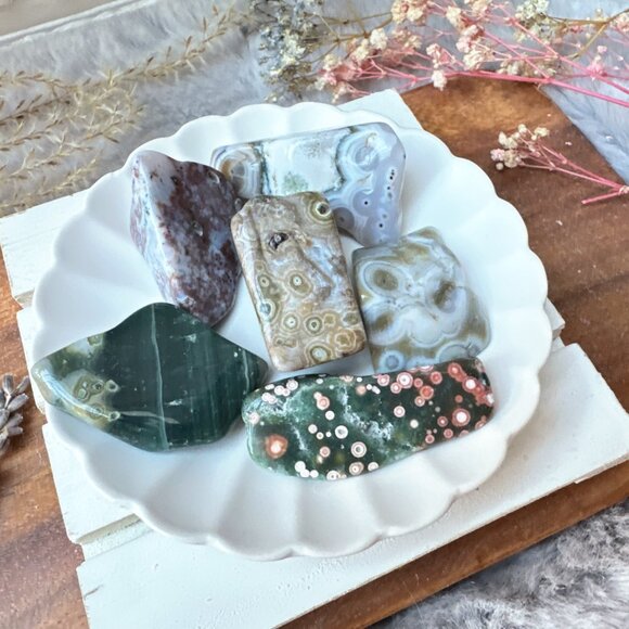 Set of 6 Ocean Jasper Tumbles - Picture 3 of 11